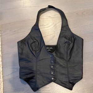 Black Leather Halter Top
